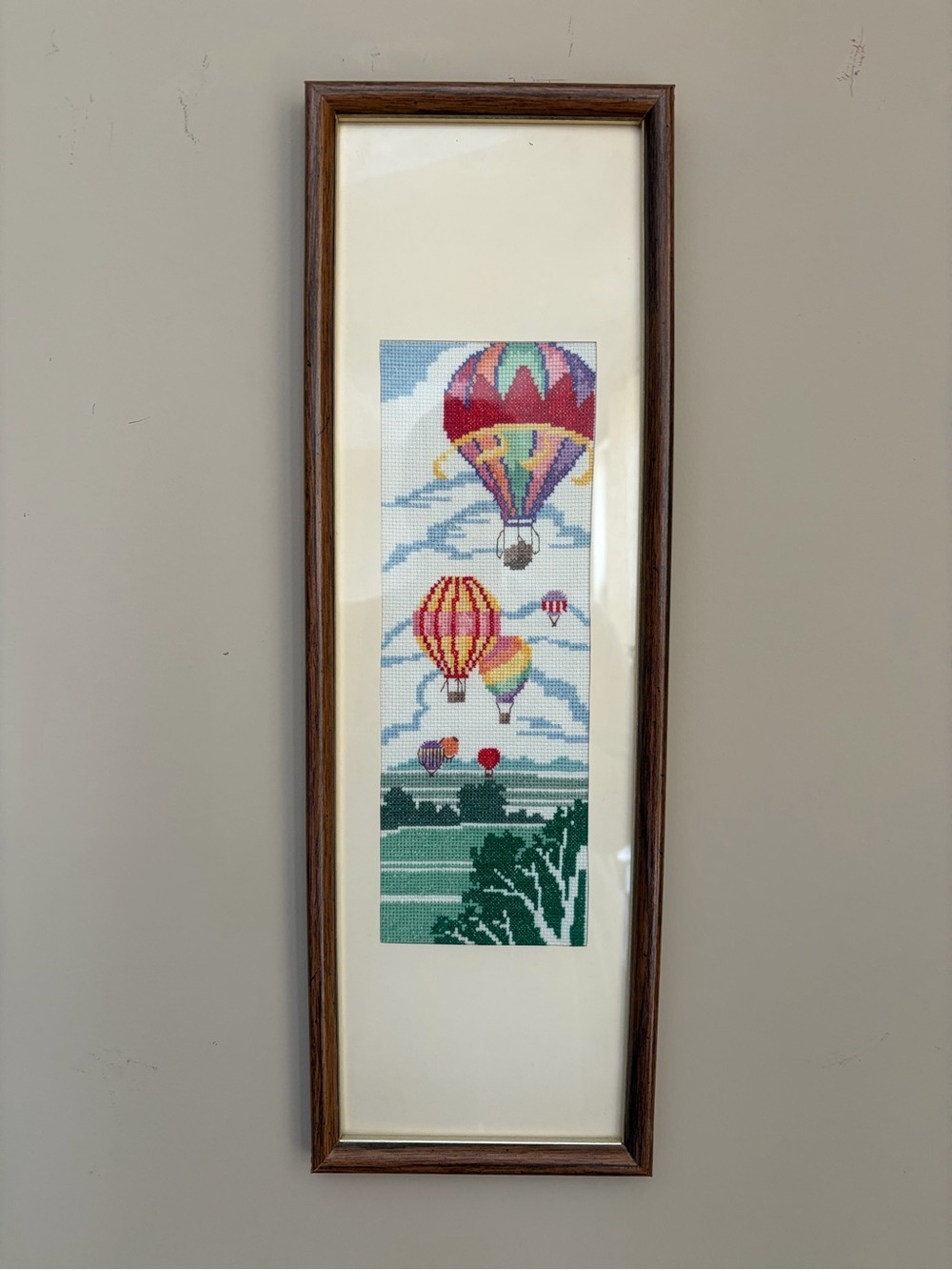Colorful Hot Air Balloons Custom Framed Cross-Stitch